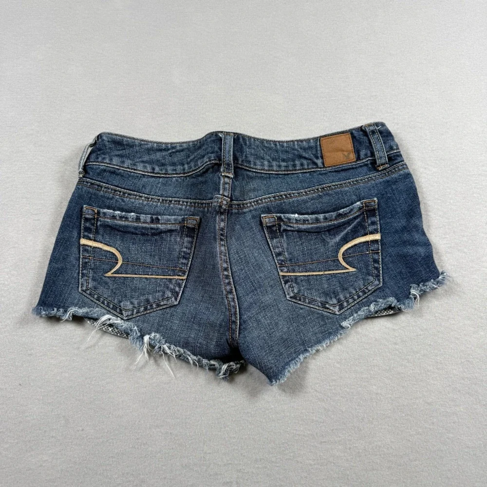 American Eagle AE Low Rise Micro Denim Shorts 4 Cut-Off Distressed Y2K Festival